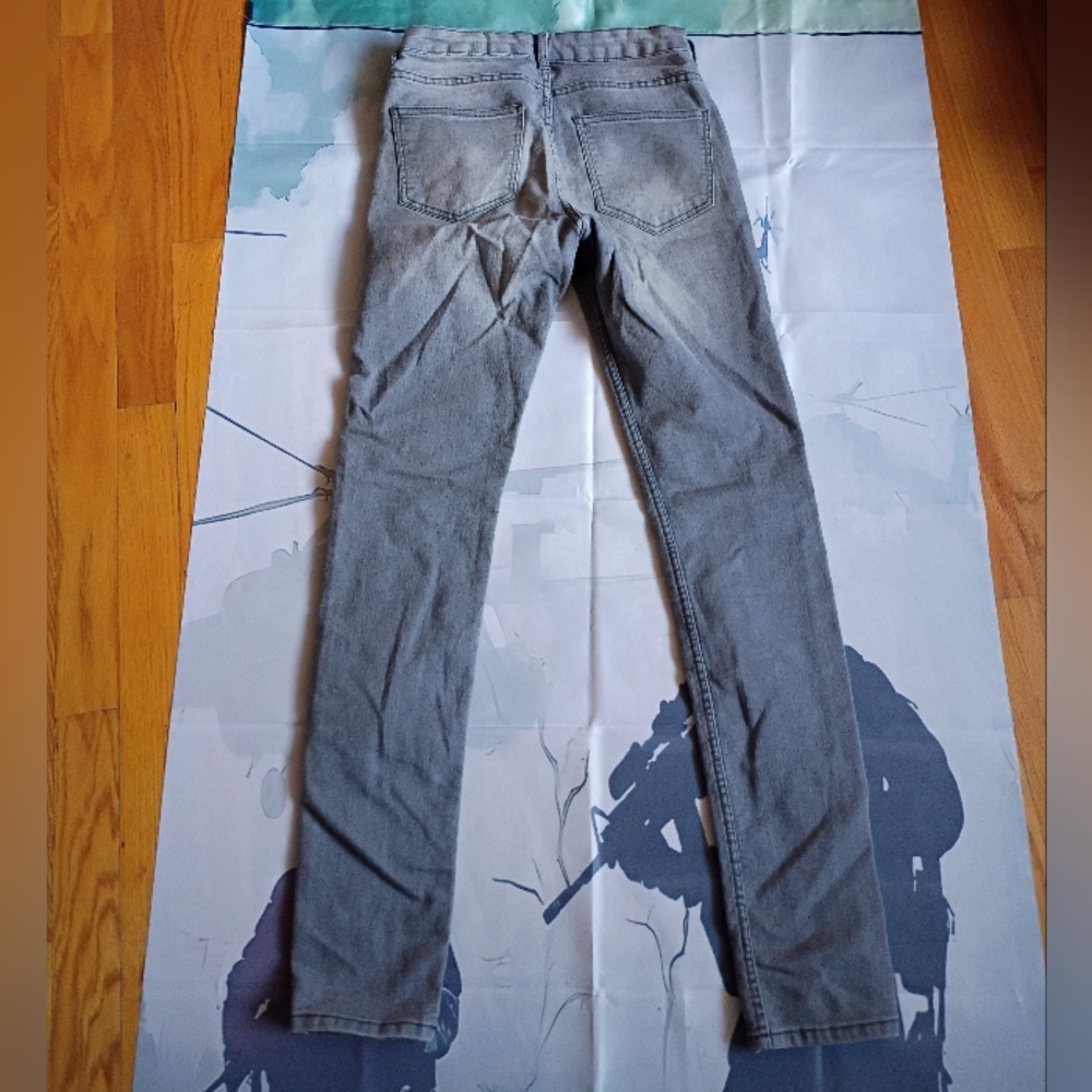 H&M High-Rise Skinny Gray Denim Jeans 5-Pocket Button Zip Solid Light Wash 6 - Picture 9 of 11
